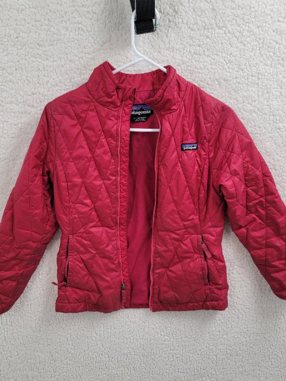 Patagonia Kids Nano Puff Jacket Size L 12 Pink Primaloft Quilted Full Zip Coat
